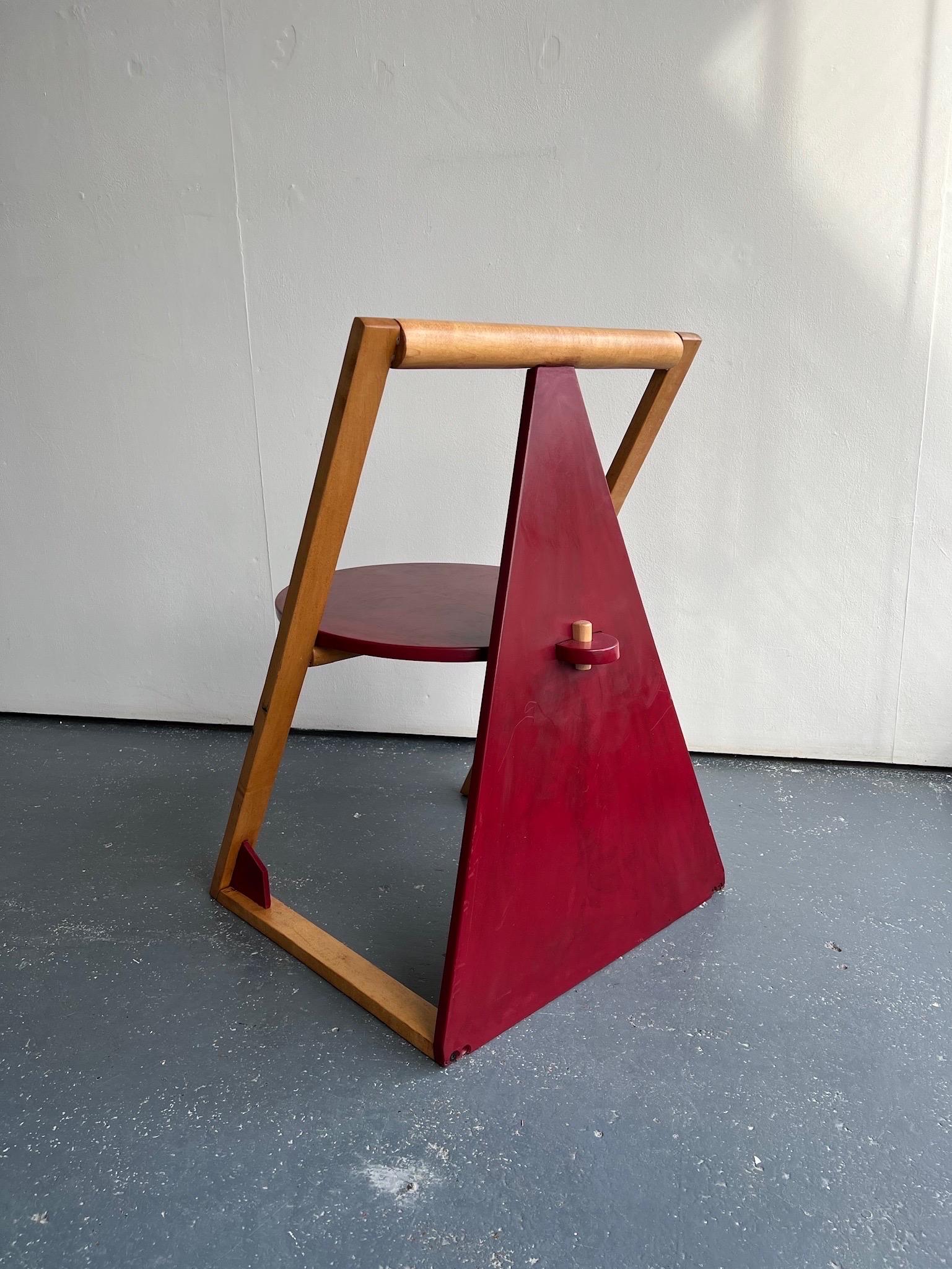 Post-Modern Triangular Wooden Memphis Style Chair