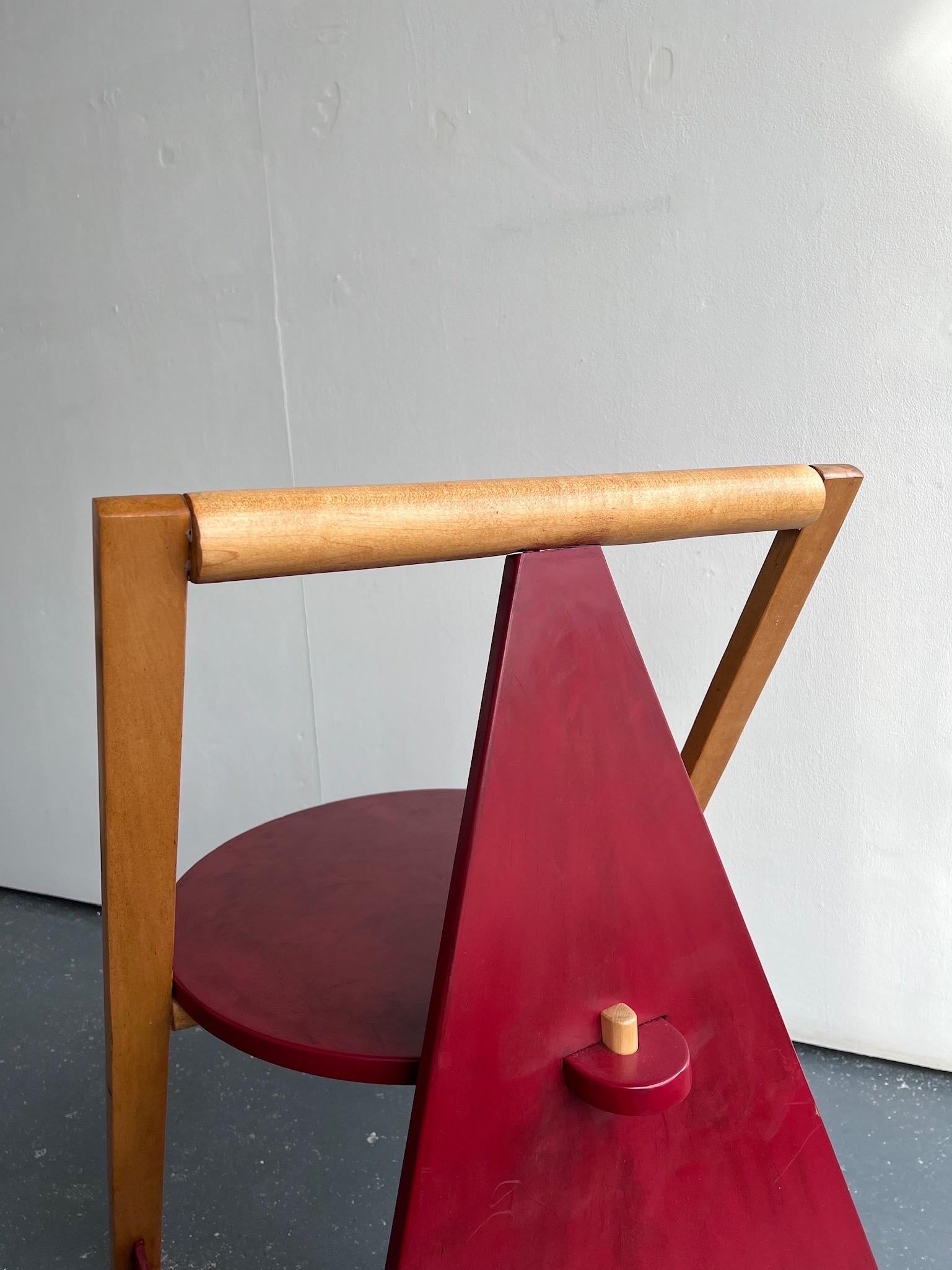 European Triangular Wooden Memphis Style Chair