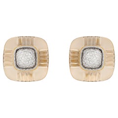 Trianon 14 Karat zweifarbiges Gold Bergkristall und Diamant Ohrringe