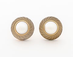 Boucles d'oreilles Trianon 14K en perle de Mabe et cristal de quartz