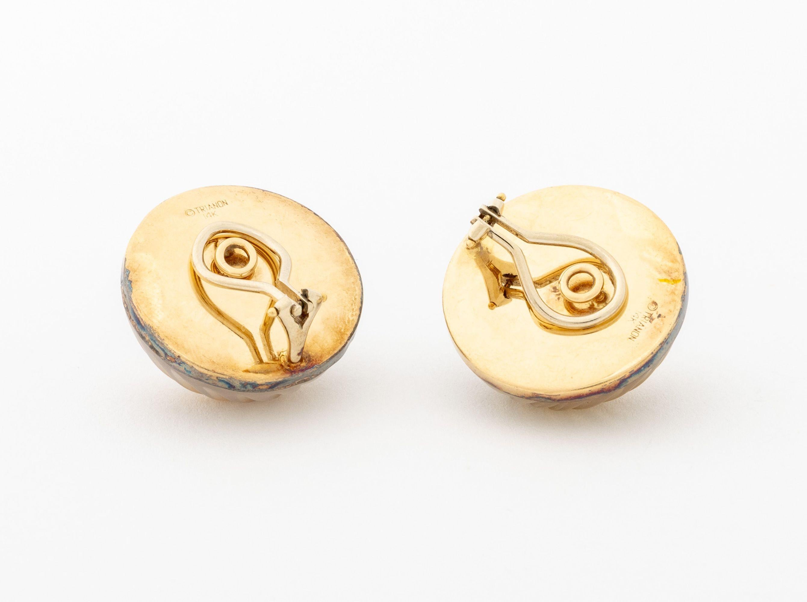 Taglio rotondo Orecchini Trianon 14K Mabe con perle e cristalli di quarzo in vendita