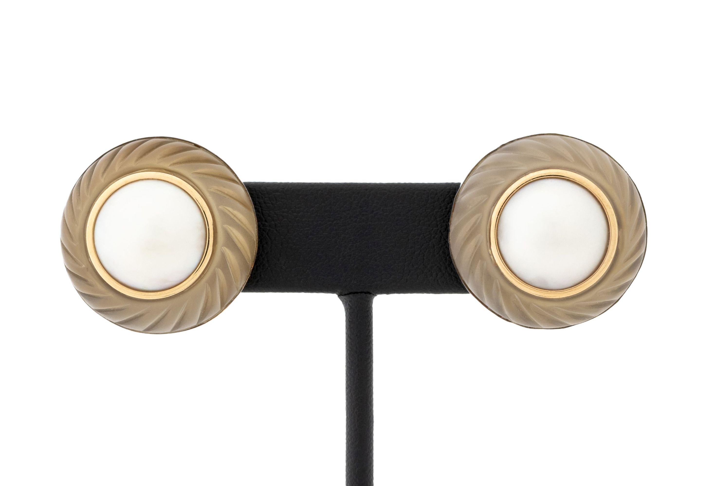 Donna Orecchini Trianon 14K Mabe con perle e cristalli di quarzo in vendita