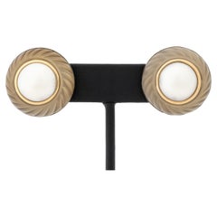 Boucles d
oreilles Trianon 14K en perle de Mabe et cristal de quartz