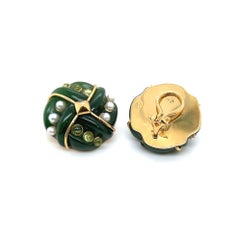 Trianon 18 Karat Gold Jade Peridot and Pearl Earrings