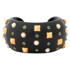 Bracciale Trianon 18 carati con perle di smeraldo e ebano