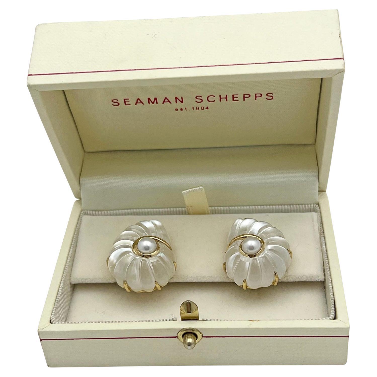 Women's Trianon 18k Gold Rock Crystal Pearl Nautilus Earrings