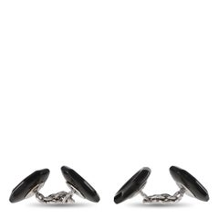 Gemelos Trianon de oro blanco de 18 quilates, 0,25 ct de diamantes y nácar