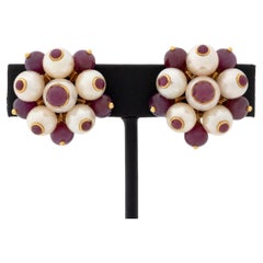 Trianon 18K Yellow Gold Pearl Ruby Earrings