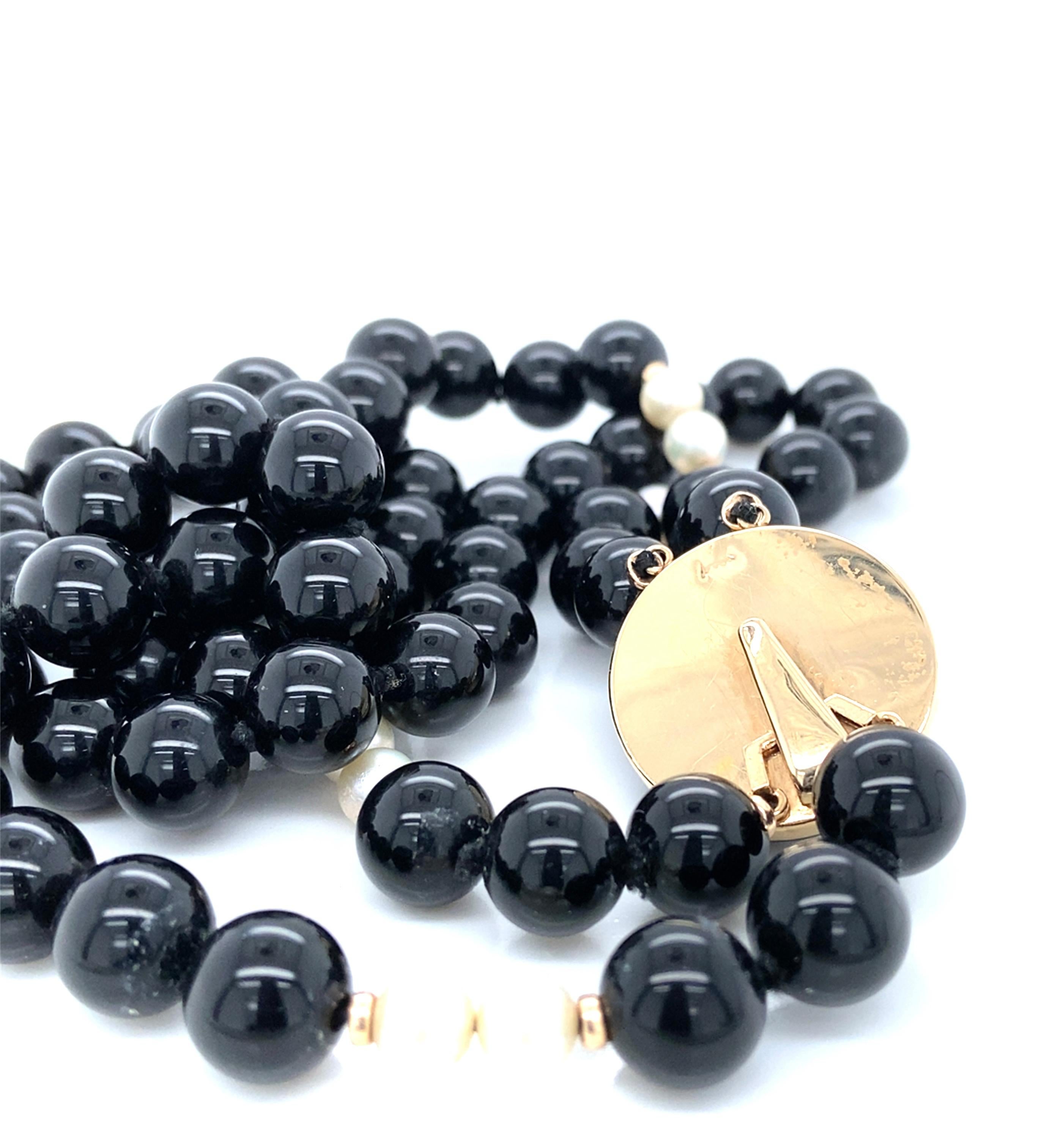 Trianon 1980 Or jaune 14K Perles de Mabe, Onyx et Diamants en vente 7