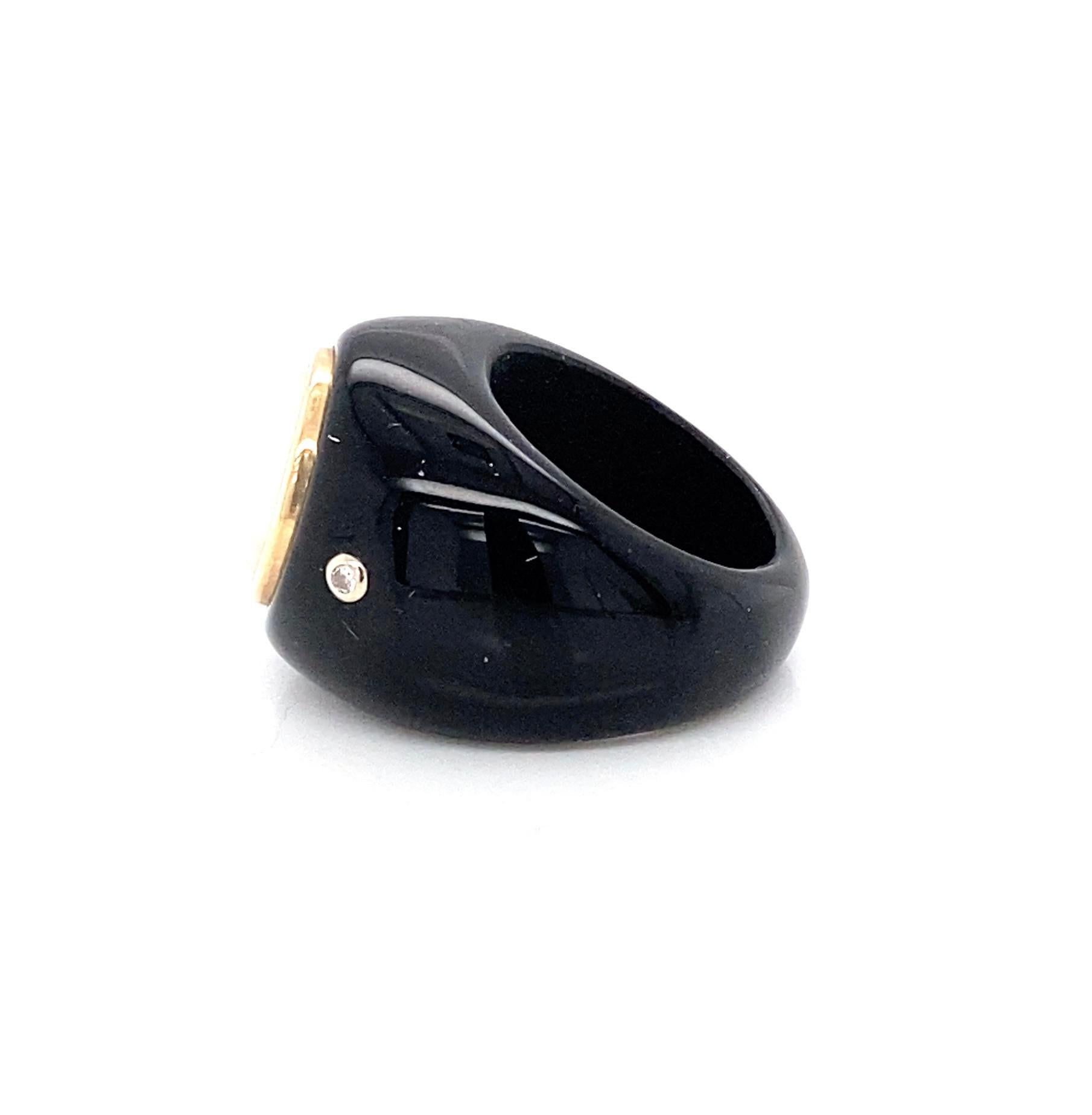 Trianon 1980 Or jaune 14K Perles de Mabe, Onyx et Diamants en vente 10