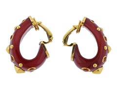 Trianon Carnelian Citrine Gold Half Hoop Earrings