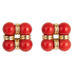 Vintage Trianon Coral and Gold Earrings