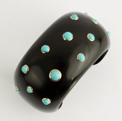 Trianon Ebony Cuff Bracelet with Turquoise