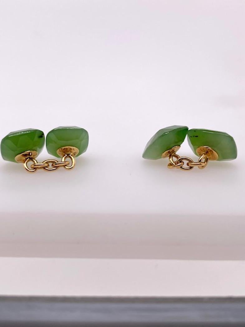 Trianon Gold Jadeite and Ruby Cufflinks For Sale 1