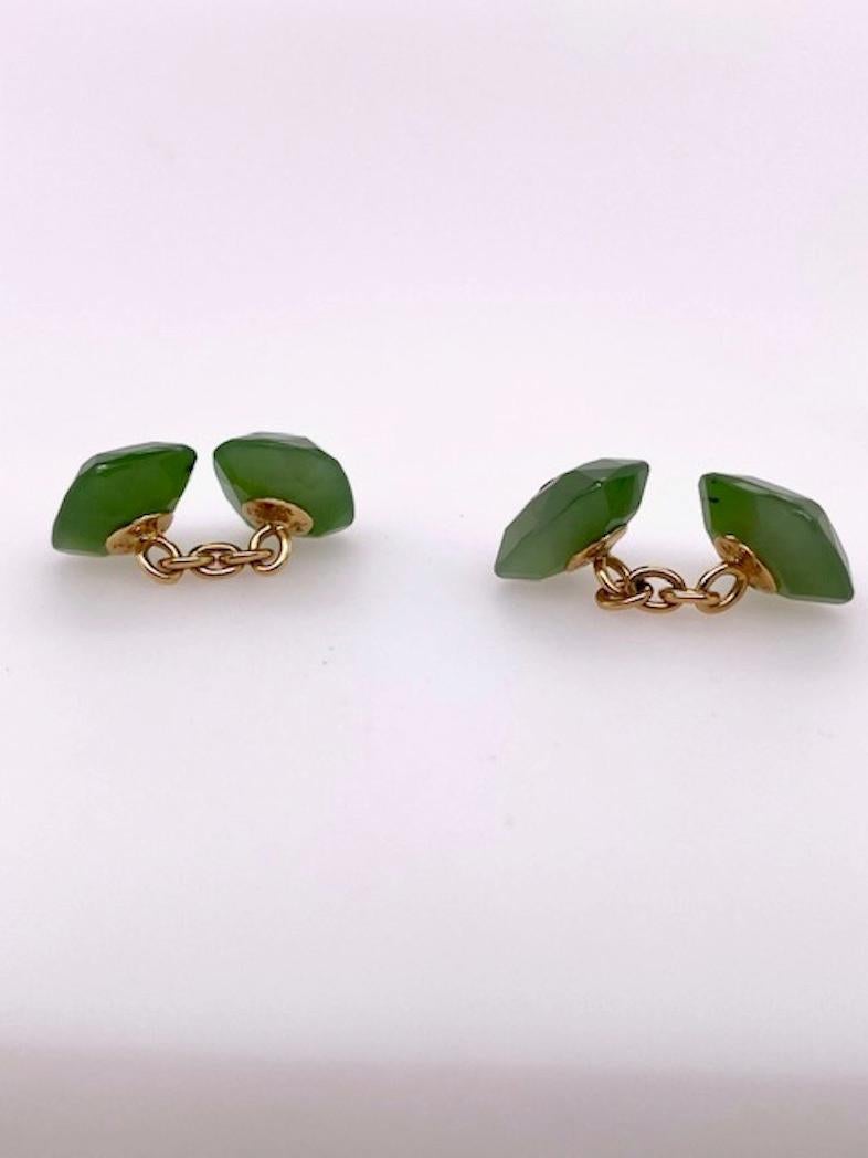 Trianon Gold Jadeite and Ruby Cufflinks For Sale 2