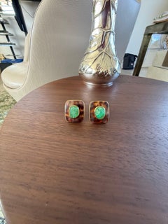 Trianon Green Emerald Earrings 18k Yellow Gold Earrings 1980