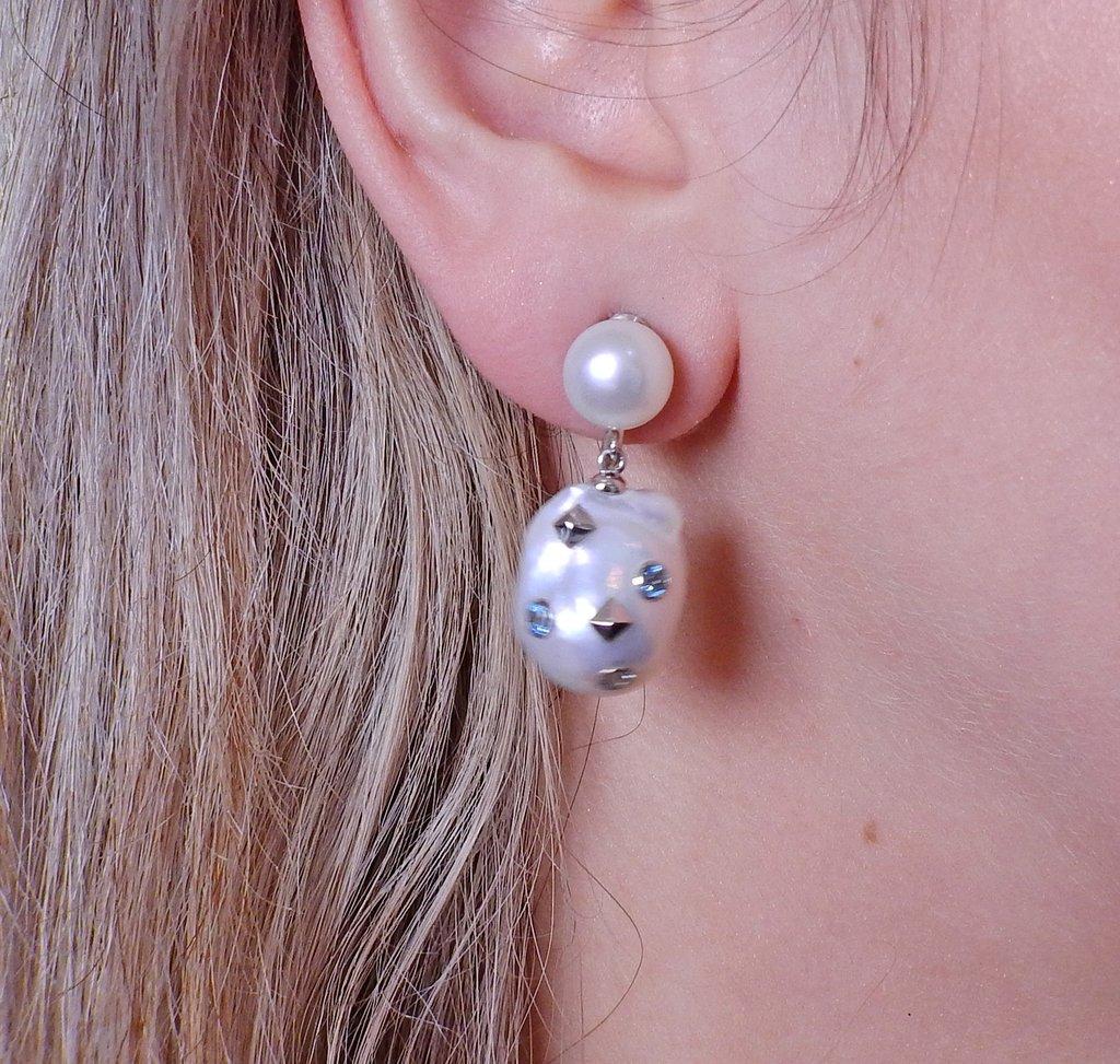 celine baroque pearl earrings