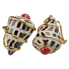 Trianon New York Conus Ebraus Shell Clip Earrings