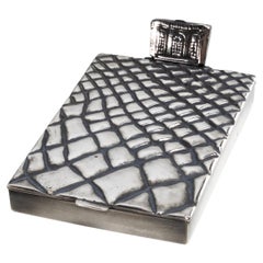 Vintage Trianon or Les pavés du Roy silvered bronze compact by Line Vautrin
