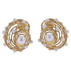 Trianon Pearl Diamond Gold Shell Earrings