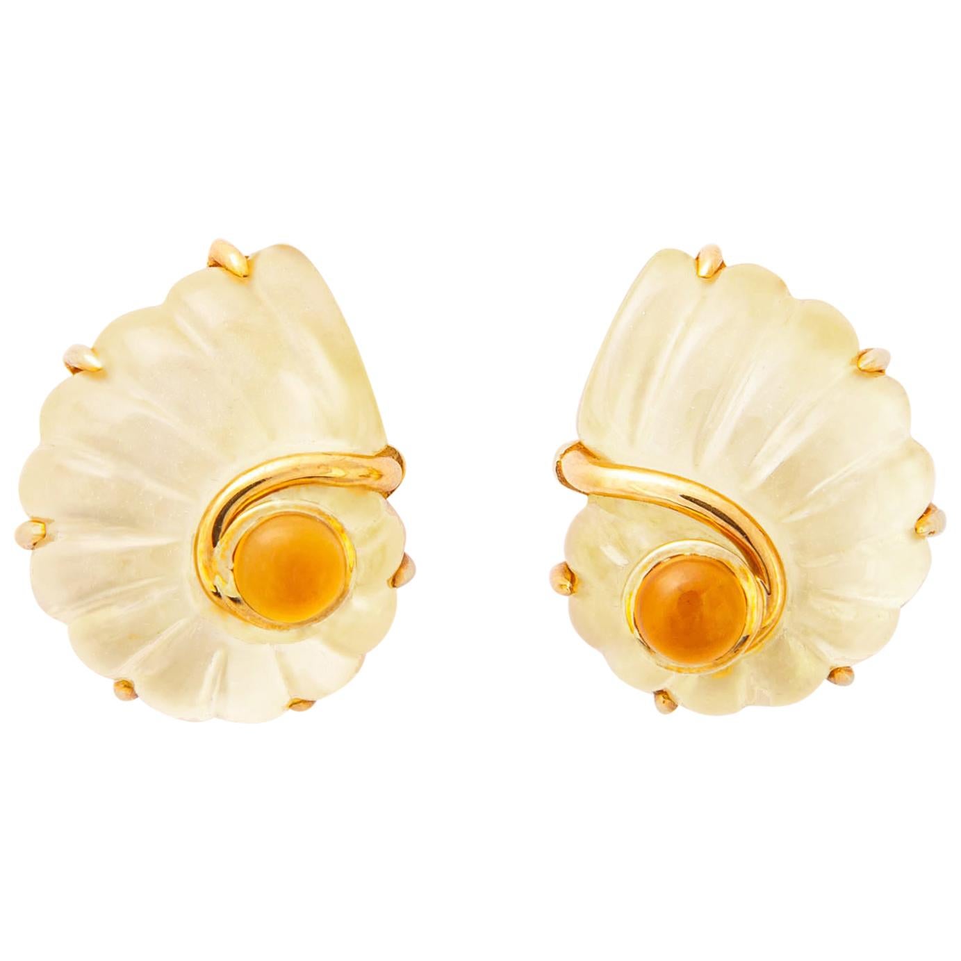 Trianon Rock Crystal, Citrine and Mother of Pearl Earrings