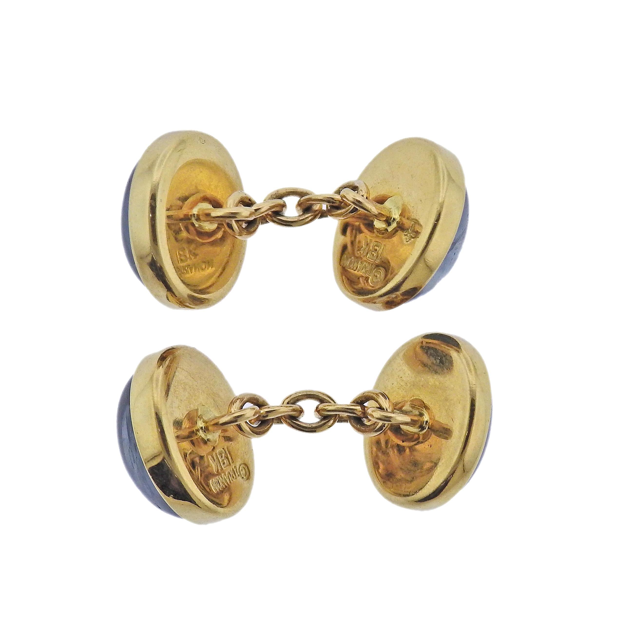 gold sapphire cufflinks
