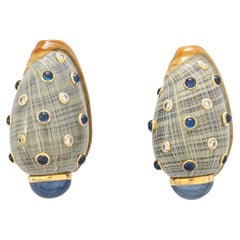 Trianon Shell Sapphire and Diamond Earrings