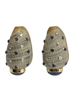 Trianon Turbo Shell Gold Sapphire and Diamond set Earrings