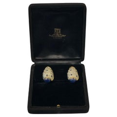 Trianon Turbo Shell Gold Sapphire and Diamond set Earrings