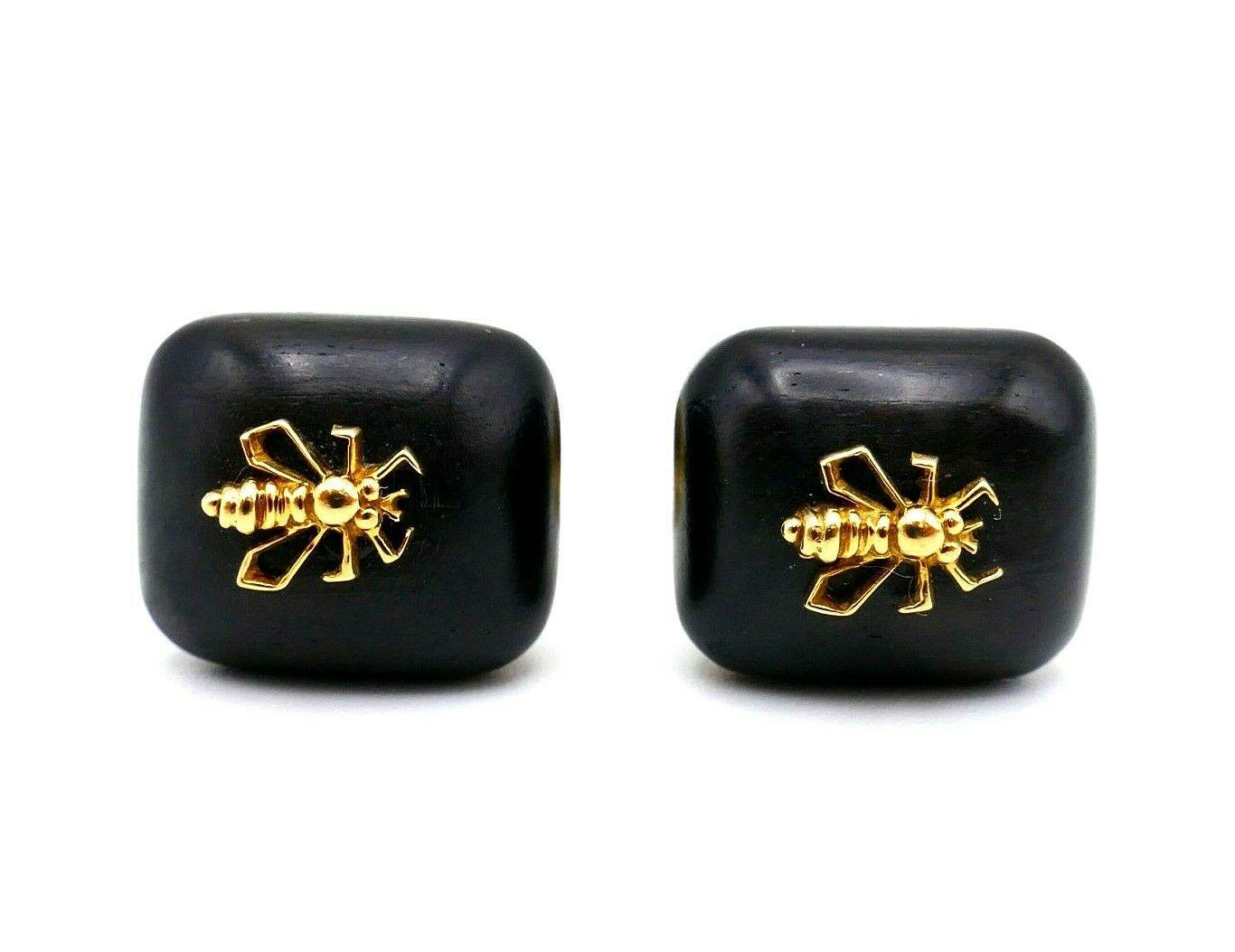 Trianon Yellow Gold Ebony Wood Cufflinks 2