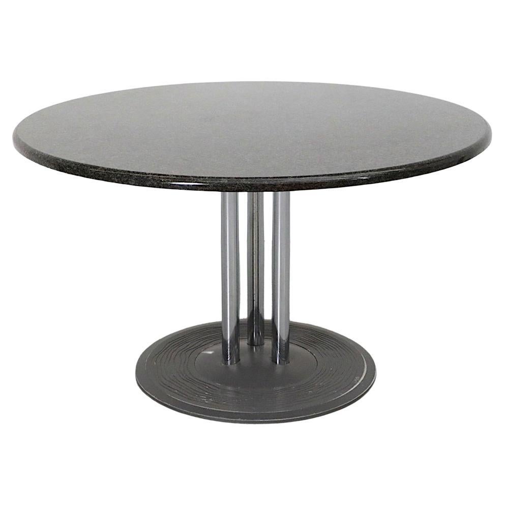 "Trias" Pedestal Table with Chrome Columns by Hugo de Ruiter for Leolux, 1980s For Sale