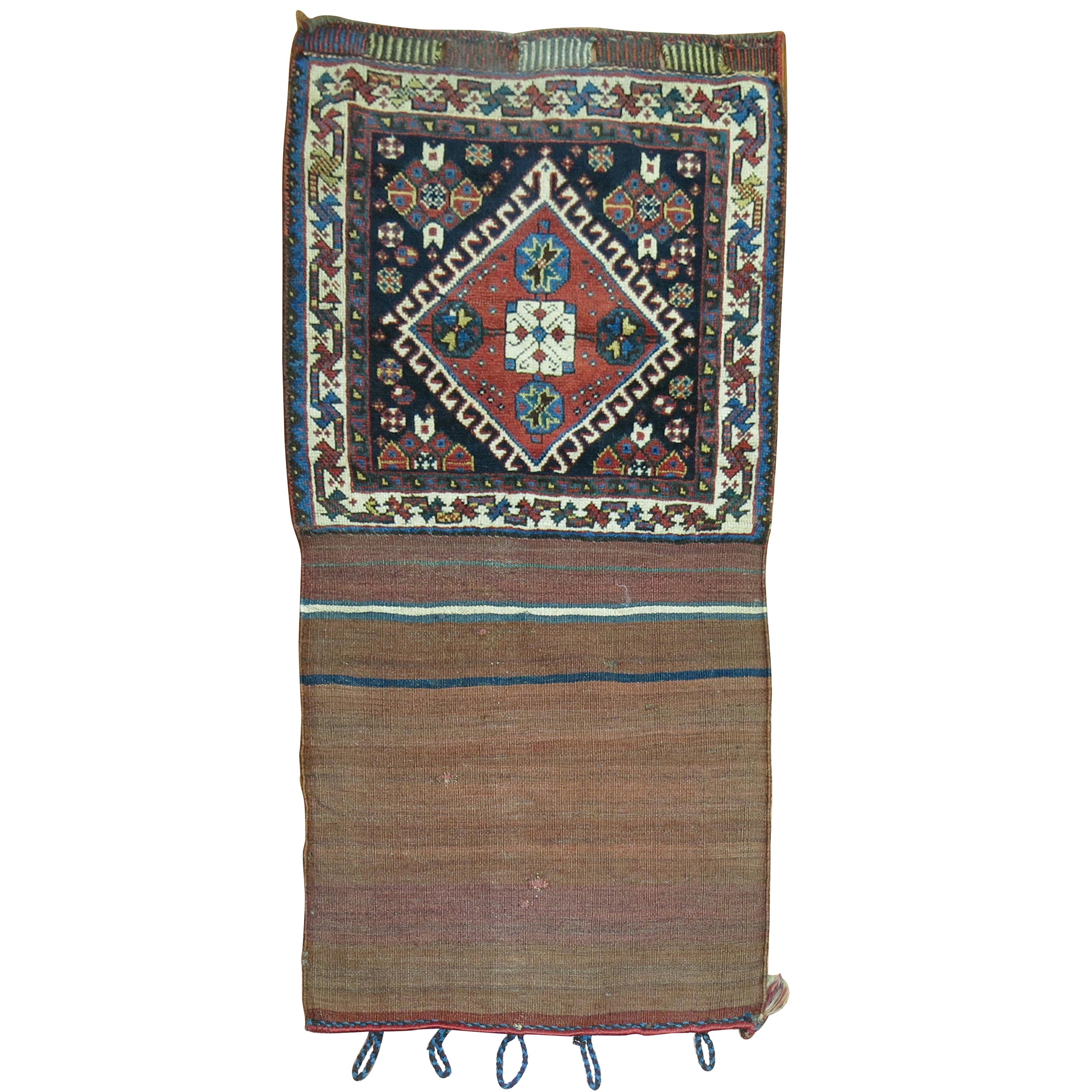 Tribal 19th Century Ghashghai Bagface Trapping Textile Rug