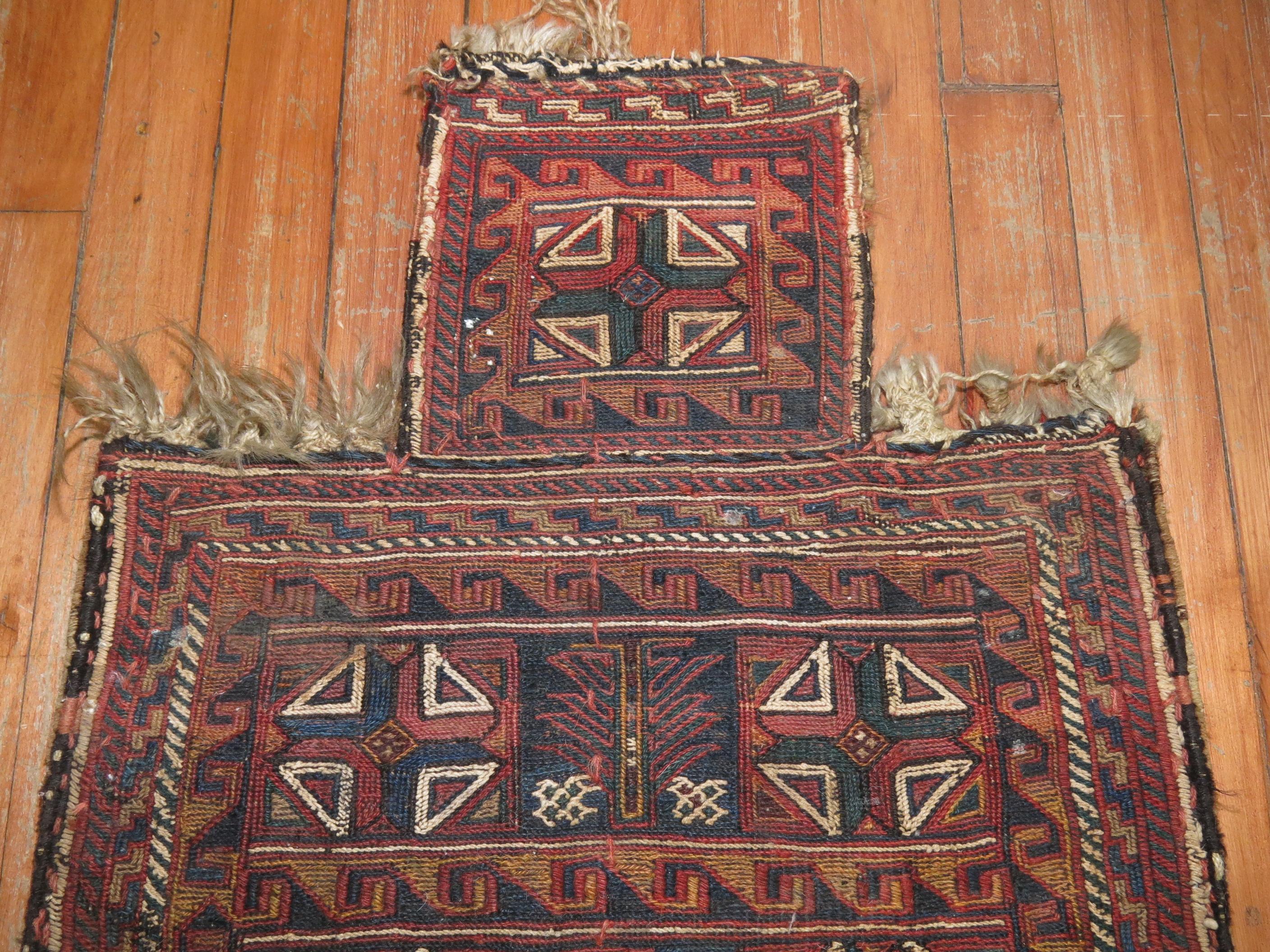 Rustic Tribal 20th Century Salt Bag Soumac Handwoven Textile For Sale