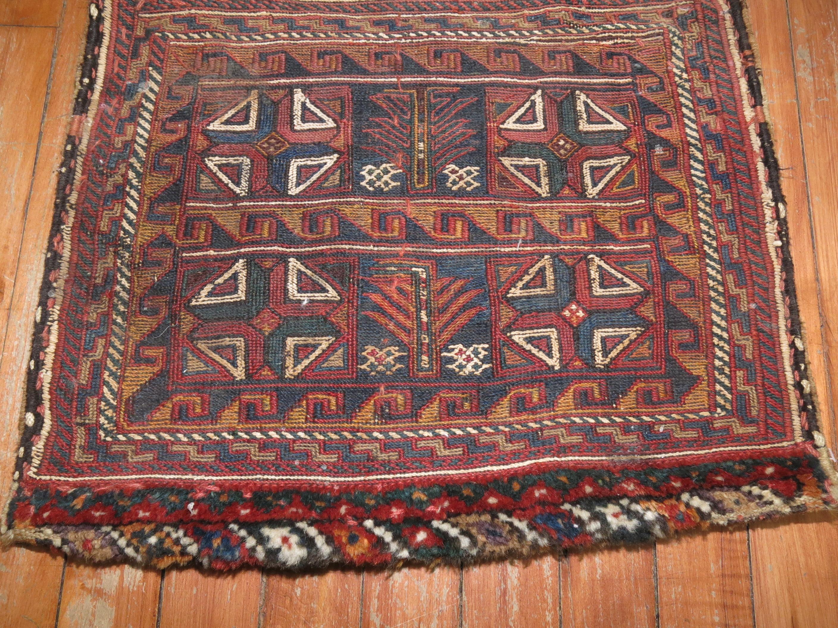 Persian Tribal 20th Century Salt Bag Soumac Handwoven Textile For Sale