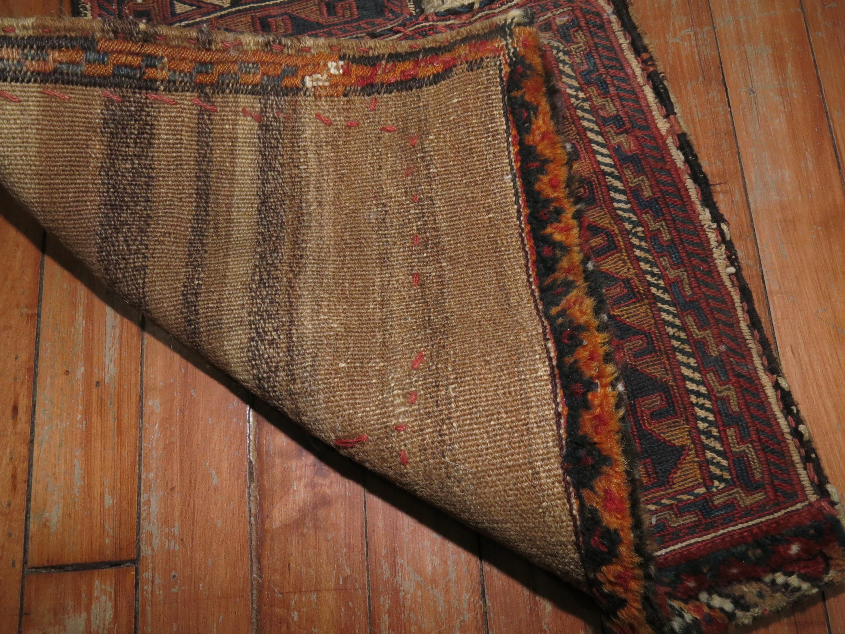 Hand-Woven Tribal 20th Century Salt Bag Soumac Handwoven Textile For Sale