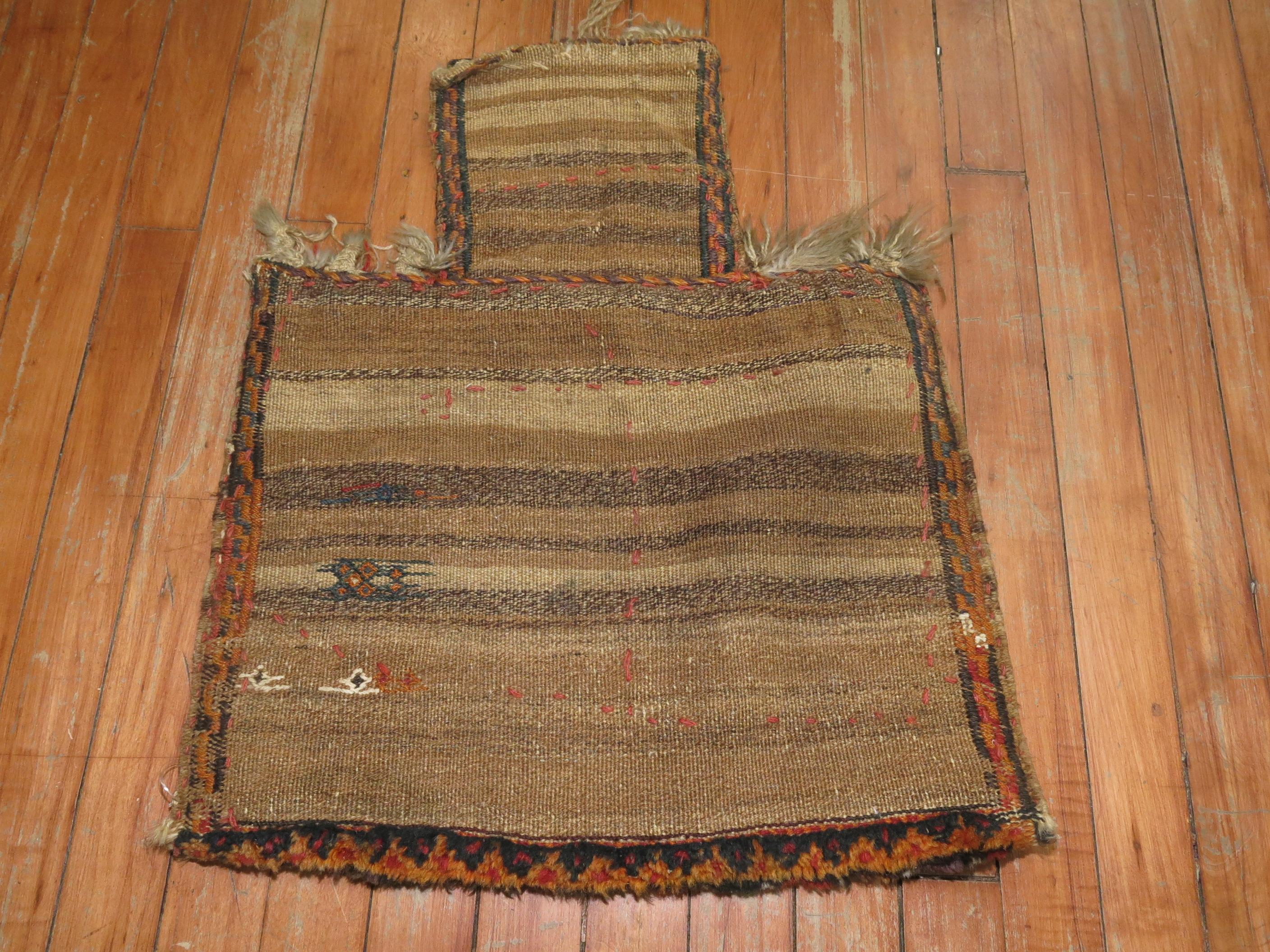 Tribal 20th Century Salt Bag Soumac Handwoven Textile In Good Condition For Sale In New York, NY