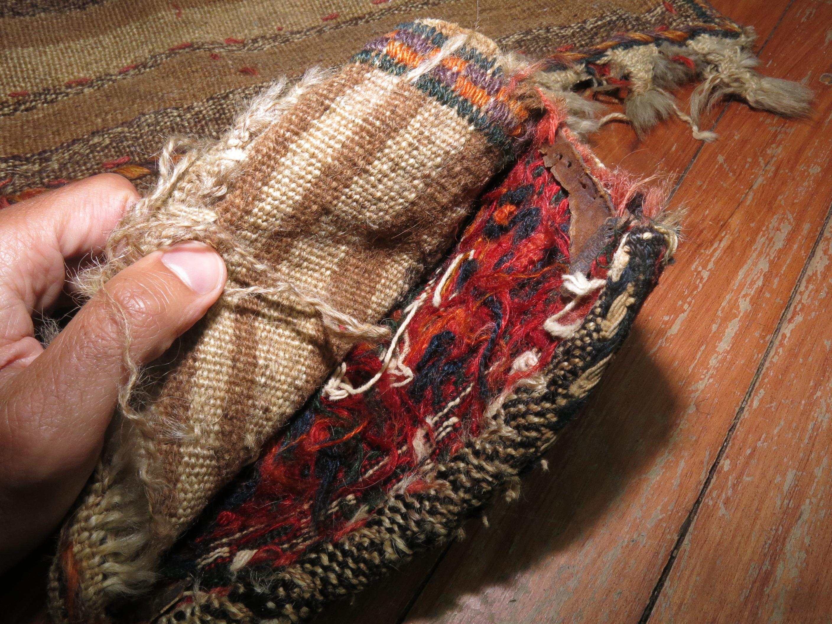 Wool Tribal 20th Century Salt Bag Soumac Handwoven Textile For Sale