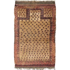 Tribal Afghan Antique Beluch Prayer Rug with All-Over Paisley Pattern in Camel