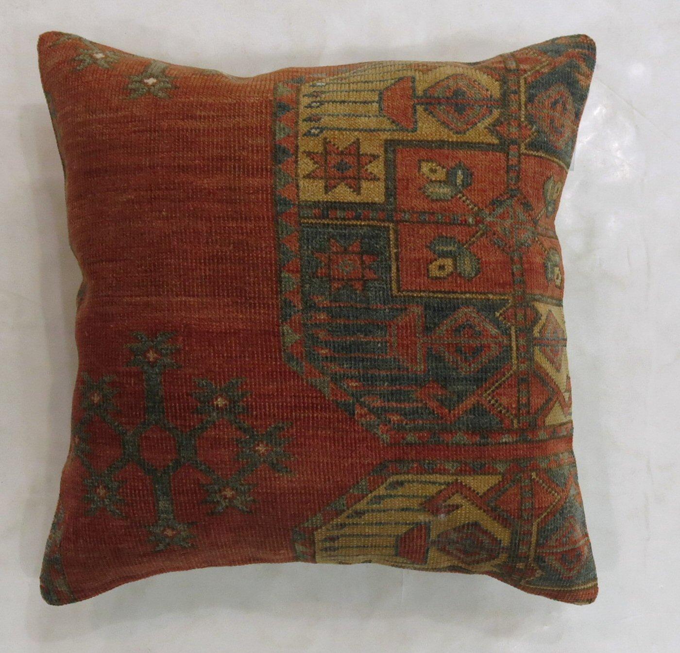 20th Century Tribal Afghan Antique Rug Pillow For Sale