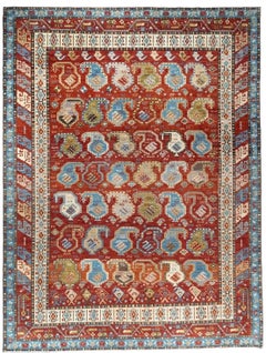 Tribal Afghan Hand-Knotted Afshar Wool Area Rug 9x12 Red