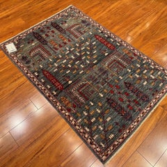 Tribal Afghan Hand-Knotted Bakhsayesh Wool Accent Rug 3x5 Blue