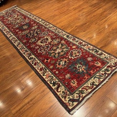 Tribal Afghan Hand-Knotted Bakhsayesh Wool Runner Rug 3x12