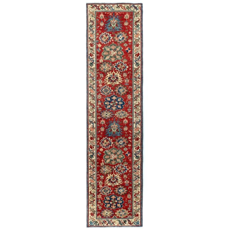 Tribal Afghan Hand-Knotted Bakhsayesh Wool Runner Rug 3x12 For Sale