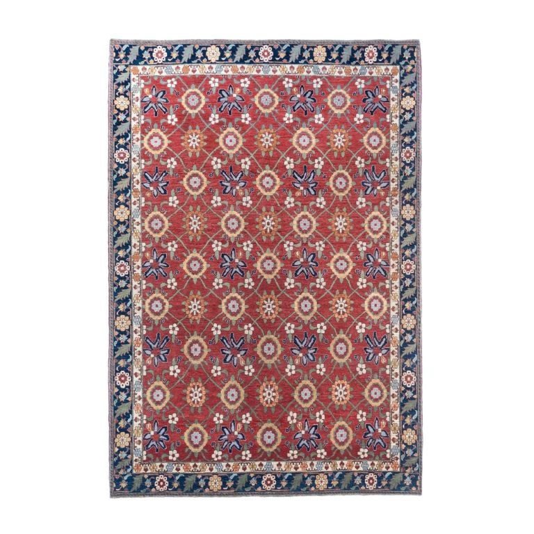 Tribal Afghan Hand-Knotted Bijar Wool Area Rug 6x9 Red