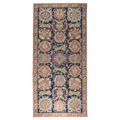 Tribal Afghan Hand-Knotted Caucasian Wool Area Rug 6x13 Navy