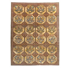 Tribal Afghan Hand-Knotted Dragon Wool Area Rug 9x12 Gold