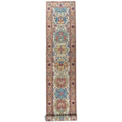 Tribal Afghan Hand-Knotted Heriz Wool Long Runner Rug 3x20