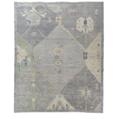 Tribal Afghan Hand-Knotted Oushak Wool Area Rug 8x10 Gray