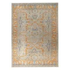 Tribal Afghan Hand-Knotted Oushak Wool Area Rug 9x12 Orange
