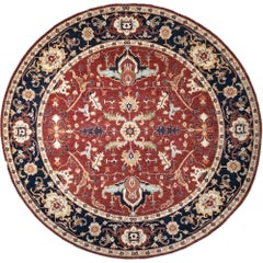 Tribal Afghan Hand-Knotted Sultanabad Wool Round Rug 10x10 Red